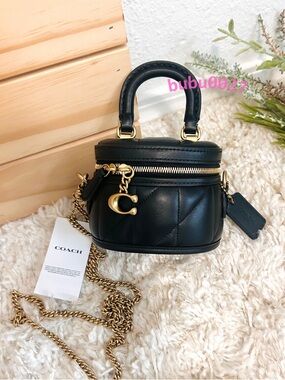 NWT🧸Coach Trail Mini Nappa Crossbody Bag 12 With Pillow Quilting in Black CU144